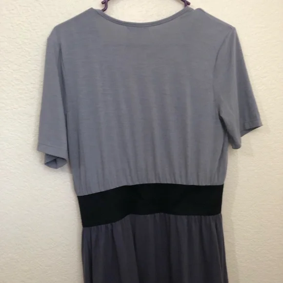 AS U WISH Medium Layered Belted Dress Colorblock Black Gray Short Sleeve NWOT - Picture 13 of 16
